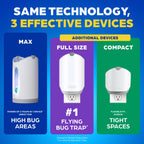 Zevo MAX Bug Catcher & Fly Trap for Indoors - Flying Insect Trap for Gnats, House & Fruit Flies - Use in Any Room - No-Mess Disposal (2 Plug in Bases & 4 Cartridges)