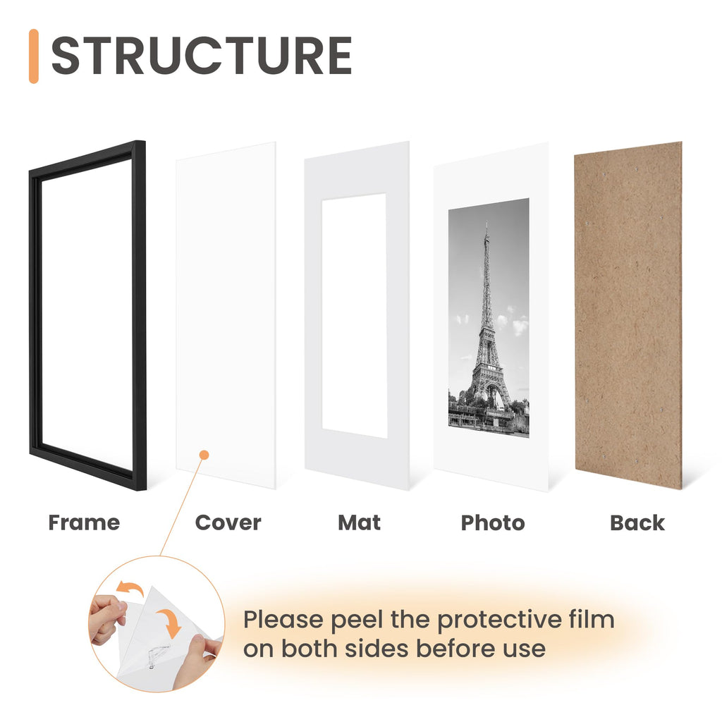 upsimples 8x10 Picture Frames, Gallery Wall Frames Set of 5, Black
