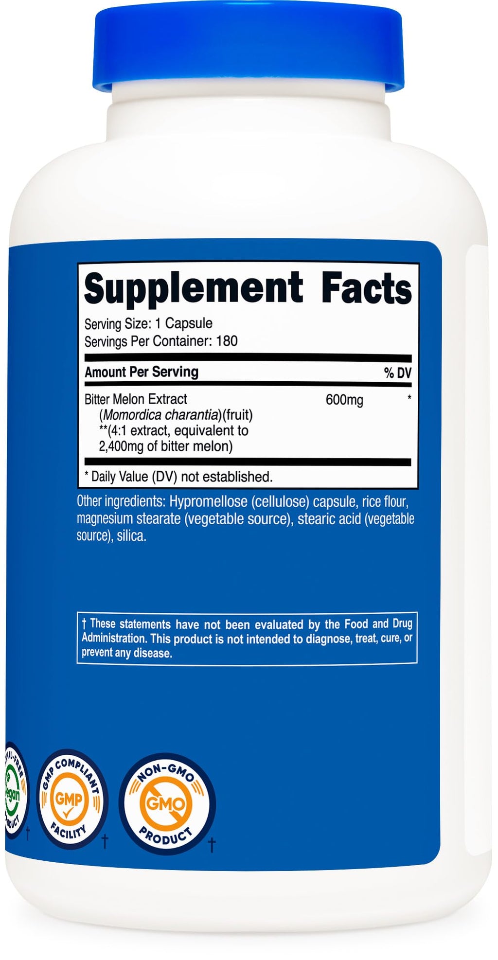 Nutricost Bitter Melon 600mg, 180 Capsules (3 Bottles)