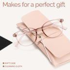 miyya Blue Light Blocking Glasses with Protective Case, Round Transparent Frames for Comfort & Eye Strain Relief
