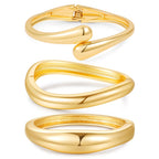 Solistra 3Pcs Gold Bangles Bracelets for Women,14K Gold Plated Hinged Opened Chunky Thick Gold Bracelet Stack Cuff Bracelets Statement Jewelry Set for Women