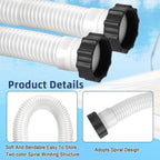 Conderyang 24inch 1 1/2" Pool Sand Filter Pump Hose For Above Ground Pool 2ft 1.6 Inch Eva Pool Sand Pump Replacement Hose For Saltwater Systems And Sand Filters (White)