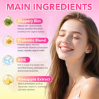 HUUAYAO Feminine Probiotics Gummies - Women's Probiotic Slippery Elm Gummies, Sugar-Free, Pineapple Flavor, 60 Count