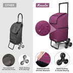 KEDSUM 2 in 1 Stair Climbing Cart, 60L/300LBS Grocery Cart on Wheels for Stairs, Shopping Carts for Groceries with Removable Waterproof Bag, Folding Shopping Carts for Stairs, Purple