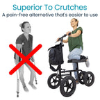 Vive Mobility All Terrain Knee Scooter Walker for Foot Injuries - Adult Broken Leg Crutch Cart Roller for Surgery, Broken Foot, Ankle Injury - Kneeling Rolling Steerable Seated Wheel Scooter Aid
