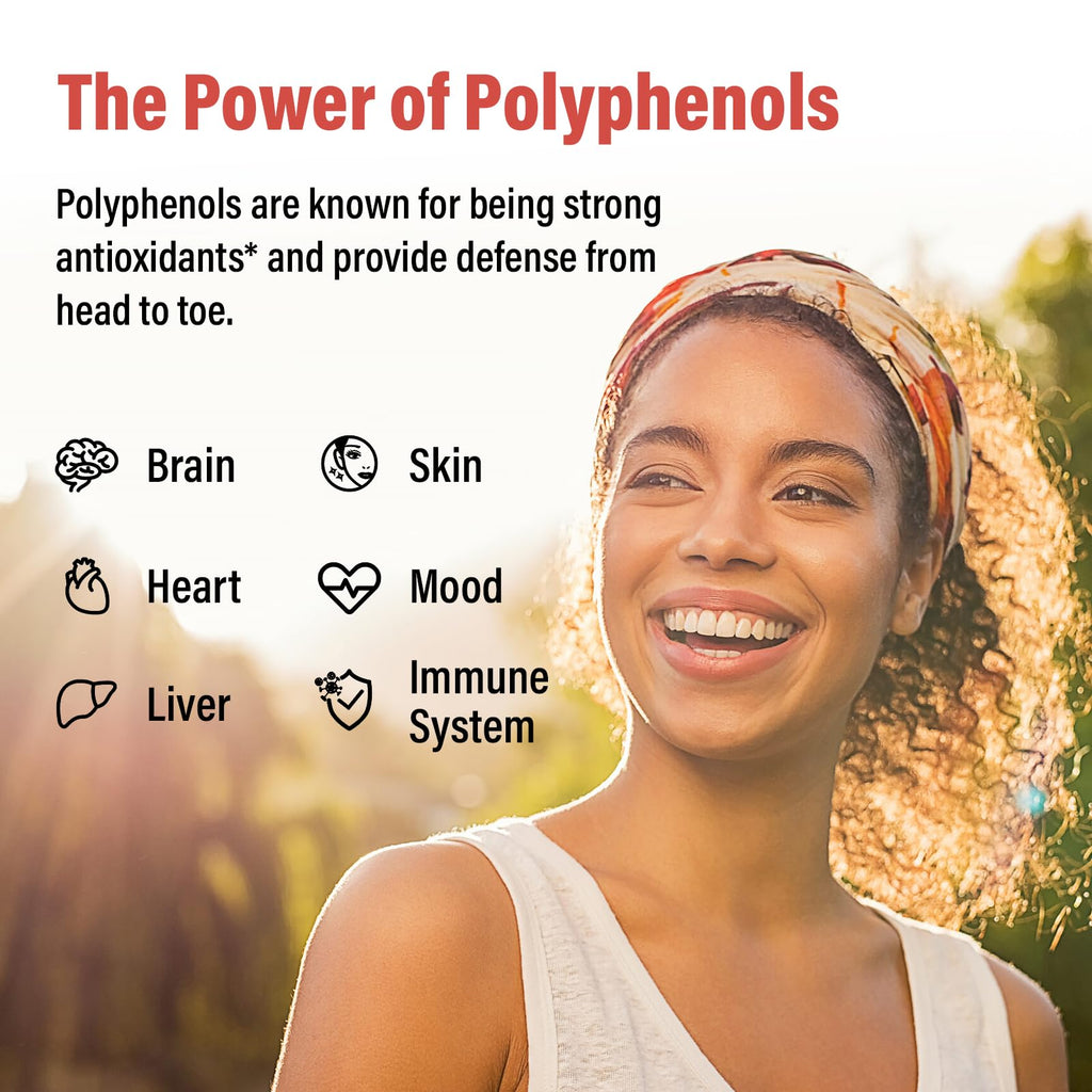 Sihat Sejahtera 67,500 MG Polyphenols Supplement - Powerful Antioxidants & Polyphenol for Age Defense, Polyphenol Superfood, Quercetin, Resveratrol, Plant-Based & Energy, Immune Support, 90 Capsules