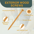 T.K.Excellent Deck Screws 3-1/2 Inch Wood Screws #10 x 3-1/2, 330 Pcs, Rust Resistant Structural Fence Screws Torx Drive Screw, Two T25 Bits, Brilliant Yellow Ruspert Coating Rust Proof