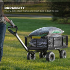 Gorilla Carts Steel Utility Cart, 4 Cu Ft Bed, 900 lb Load Capacity, Black – Towable Heavy-Duty Outdoor Hauling Wagon with Removable Side Panels for Yard, Lawn, Garden or Landscaping
