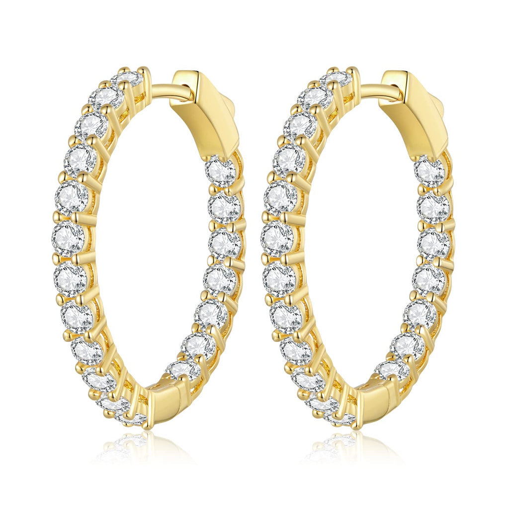 WOSTU Gold Hoop Earrings for Women,Cubic Zirconia CZ Hoop Earrings