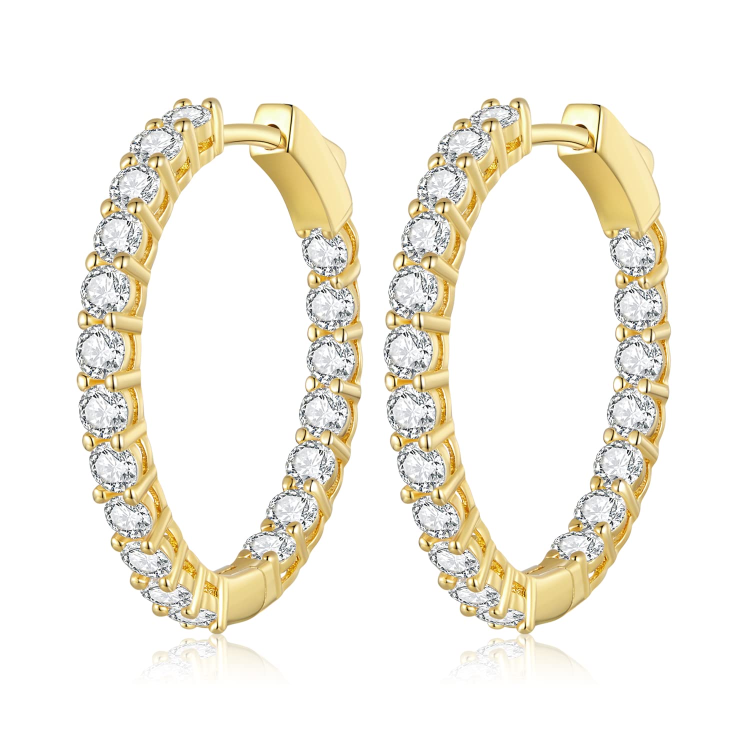 WOSTU Gold Hoop Earrings for Women,Cubic Zirconia CZ Hoop Earrings