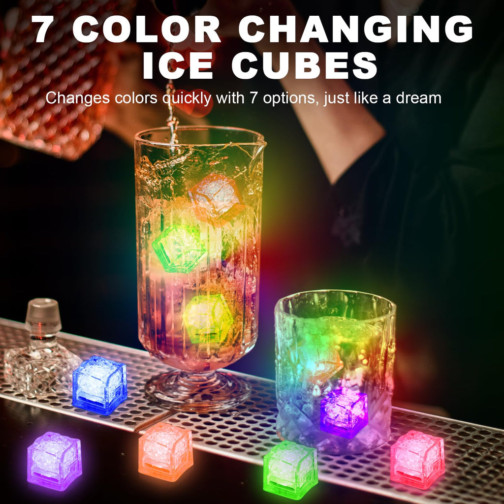 20 PCS Light Up LED Ice Cubes for Drinks, Multi‑Color Changing Ice Cubes