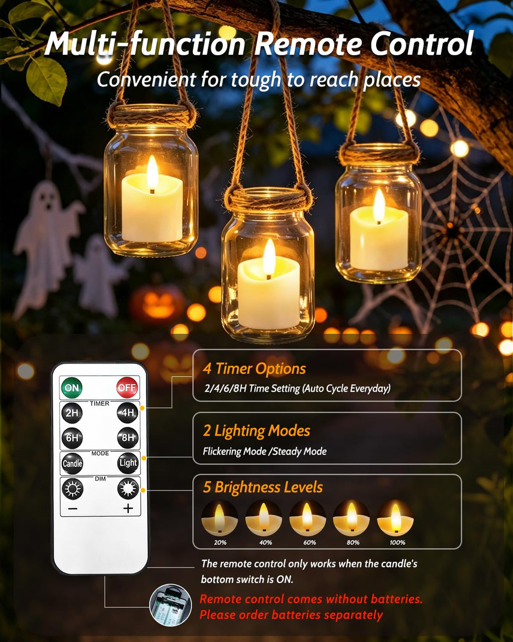 NVJGROP 6 Pack Small Rechargeable Flameless Candles with Remote Timer