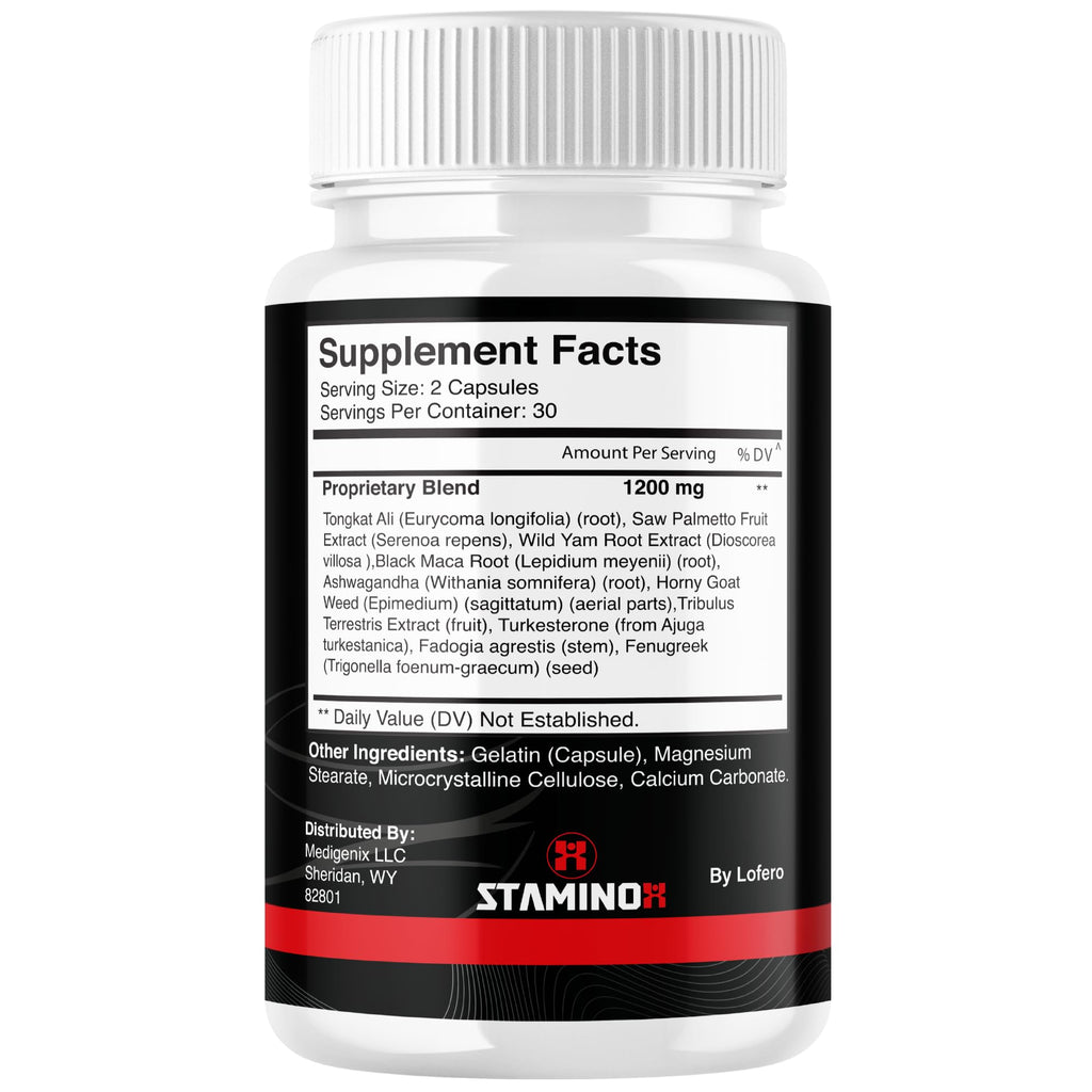 Staminox Pills Official Staminox Supplement Advanced Strength Formula for Overall Health and Wellness Support, Multivitamin Maximum Strength with Natural Herbal Ingredients, Made in USA (60 Capsules)