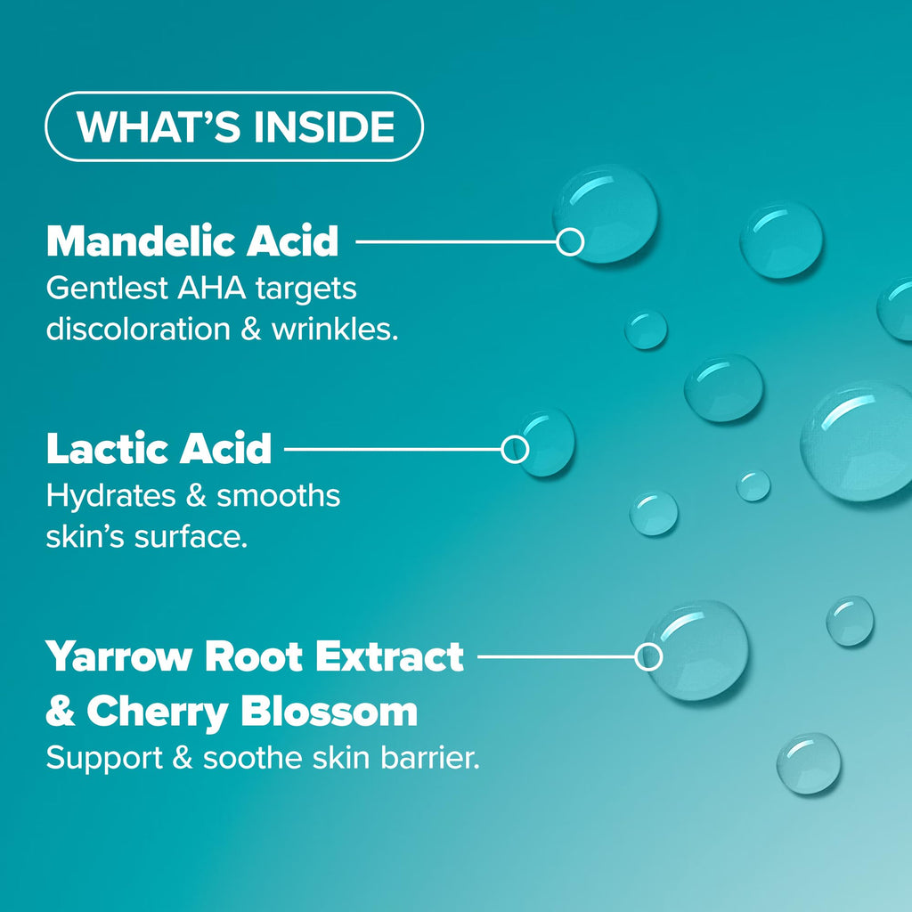 Paula’s Choice Liquid Face Exfoliant 6% Mandelic Acid + 2% Lactic Acid Exfoliant, Gentle Daily AHA Exfoliation for Discoloration, Bumpy Texture & Radiance, for Sensitive Skin, Fragrance-Free, 1 fl oz