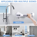 LEATALE Shower Grab Bars for Seniors 2 Pack,16.8" Suction Shower Handle with Safety Indicator, No-Drill Bathroom Safety Rails for Elderly, Bathtub & Tile/Glass (Gray)