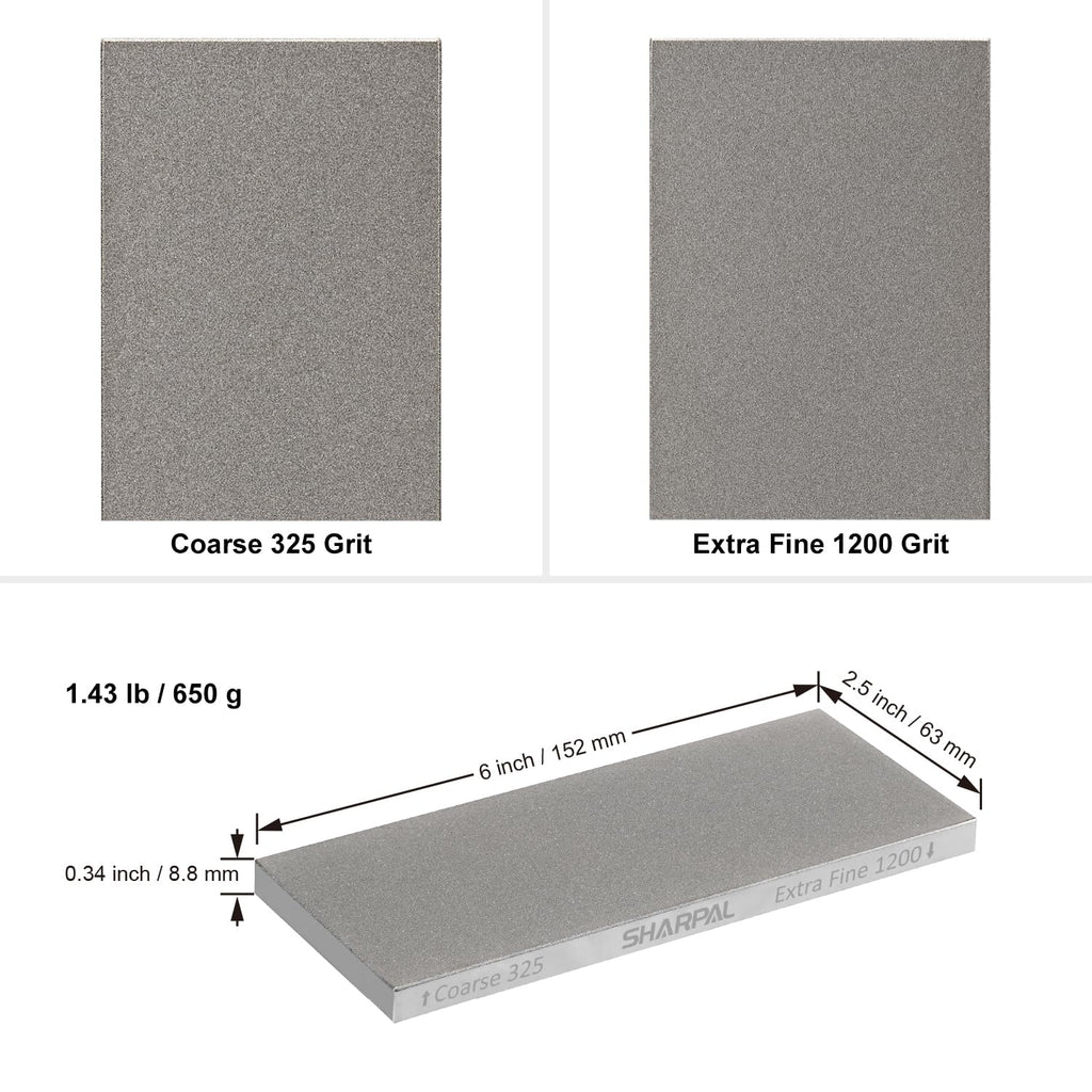 SHARPAL 156N Double-sided Diamond Sharpening Stone Whetstone Knife Sharpener | Coarse 325 / Extra Fine 1200 Grit | Storage Case with NonSlip Base & Angle Guide (6 in. x 2.5 in.) Fathers Day Gift