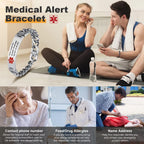 Giftider Custom Medical Alert Bracelet Engraved Emergency ID Stainless Steel Bracelets for Adults Men Women 7.5-8.5-9.8 Inch