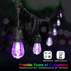 Mlambert 48FT Outdoor Patio RGB Cafe String Lights with Remote, Black