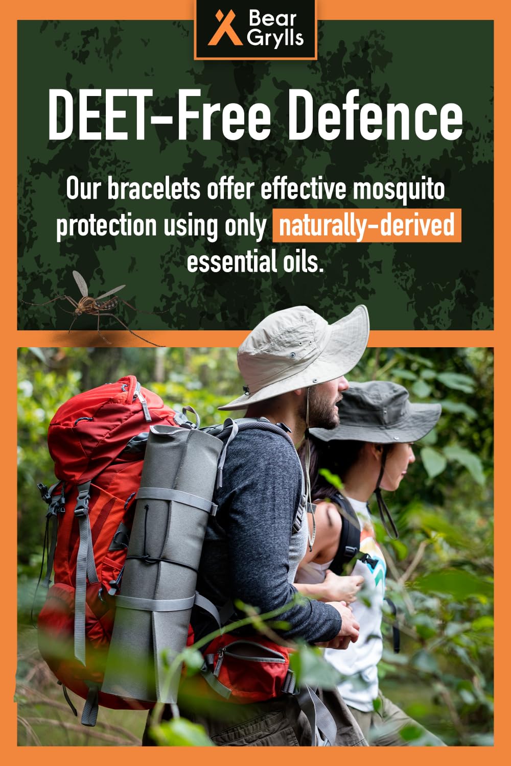 Bear Grylls Mosquito Repellent Bracelets | DEET-Free | 10 Pack