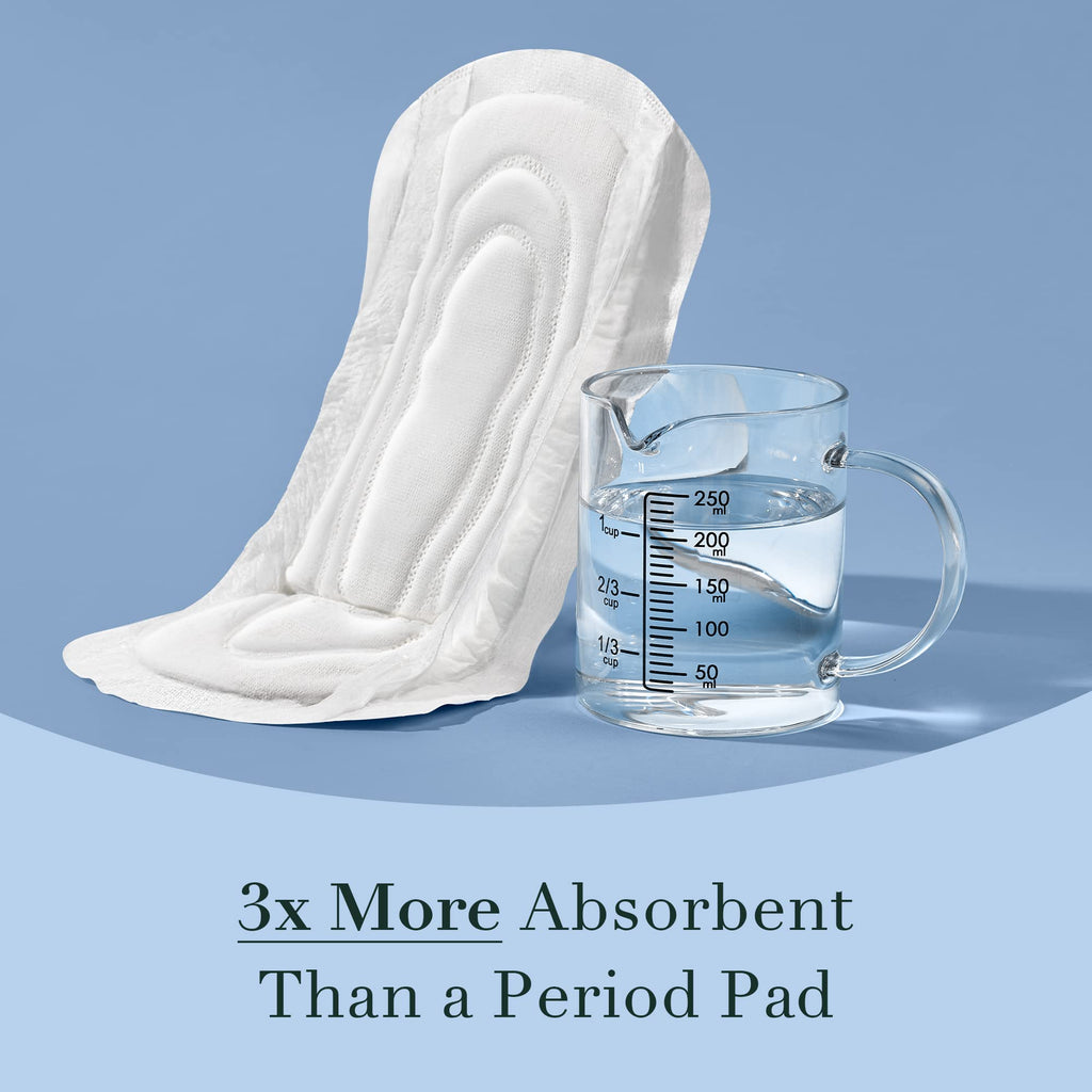 Rael Incontinence Pads for Women, Organic Cotton Cover, Postpartum Essential, Heavy Absorbency, Bladder Control, 4-Layer Core with Leak Guard Technology, Long Length (Ultimate, 20 Count)