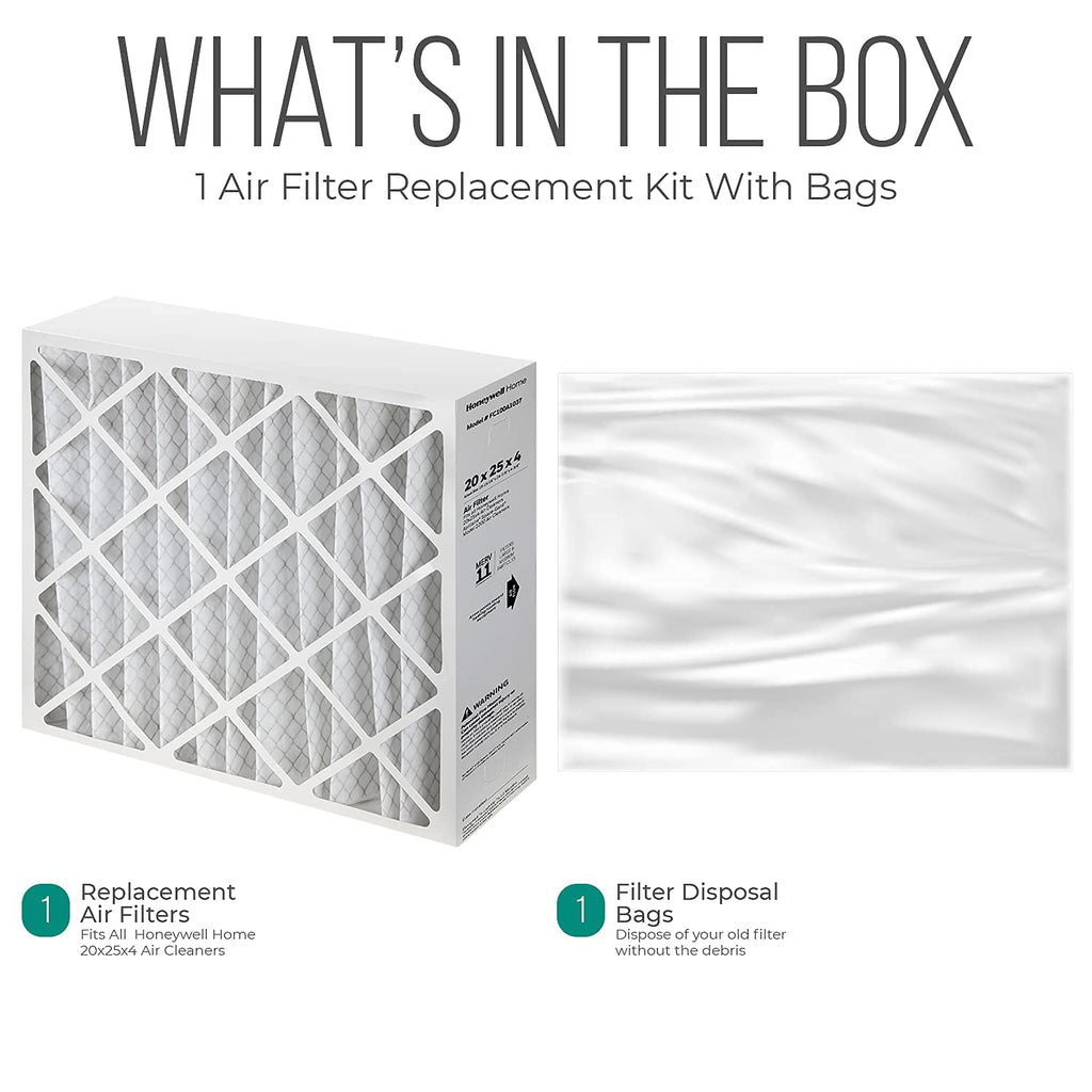 20x25x4 Furnace Filters, FC100A1037 Filter Replacement, Merv 11 Filter Media with Homequip Disposal Bag (2 Pack)