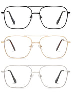 AMOMOMA 3 Pack Retro Reading Glasses for Women Men Aviator Square Blue Light Computer Womens Reader 1.50 2.00 AM6076C1+C2+C3 2.0 X