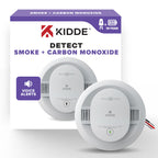Kidde Smoke and Carbon Monoxide Detector, Hardwired with 10-Year Battery Backup, Voice Alerts, LED Status Lights, Interconnected, 85 dB Alarm, 5 inches, 30CUA10-V, 1 Pack