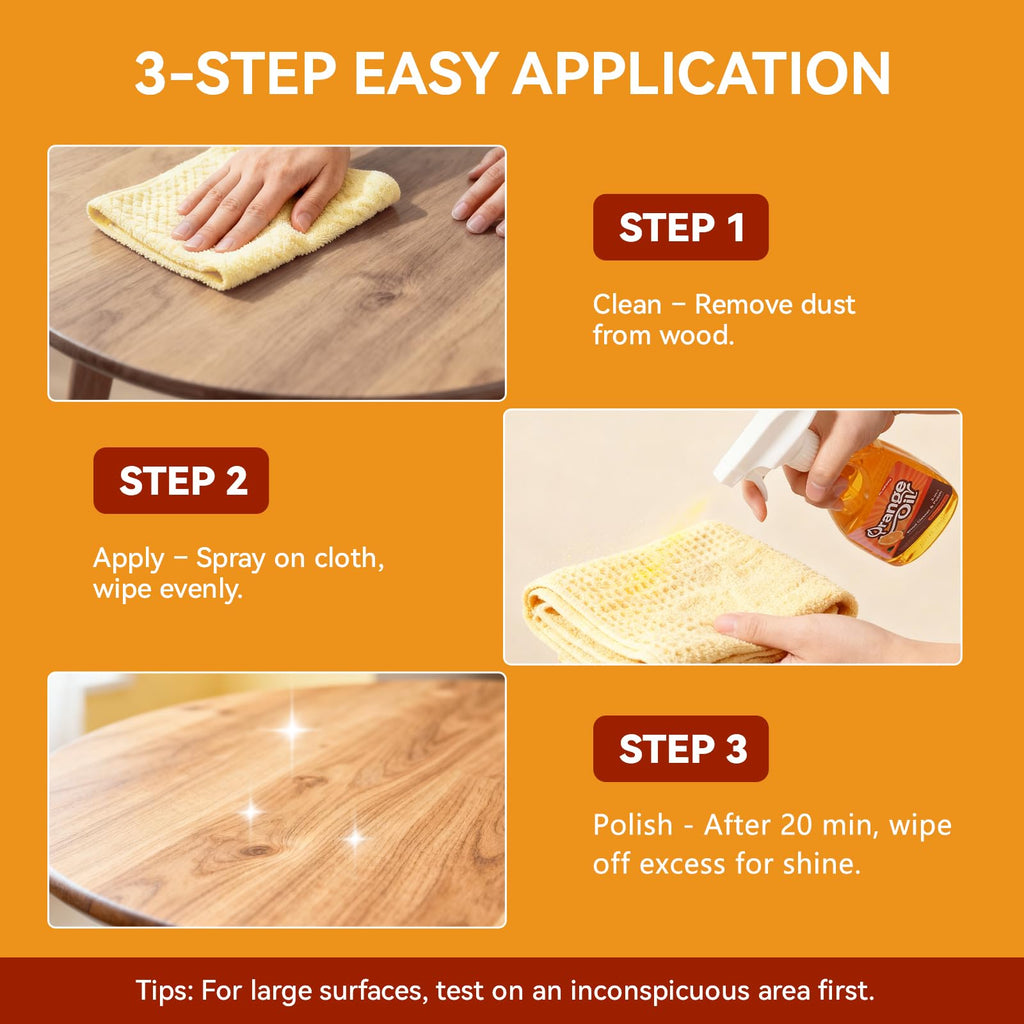 Alofoyo 2-in-1 Furniture Polish Wood Cleaner - 2Pack Natural Orange Oil Spray Protect Wood Surface Safely, Enhanced Furniture Restorer Finish Cabinets, Tables, Antique, Floor, 32oz Total