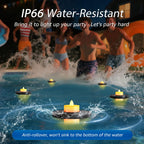 GGNOO Solar Floating Pool Lights, 3-Pack Solar-Powered Float Candles Lamps Tea Light for Pond Party Garden Backyard Outdoor Decor