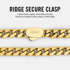 RIDGE 6mm 18K Gold Curb Bracelet for Men, Rugged and Durable Men’s Bracelet with Secure Clasp – Size M (18K Gold)