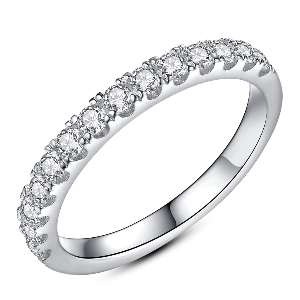 IMOLOVE Moissanite Wedding Band Wedding Rings for Women 925 Sterling Silver Rings with 18K White Gold Plated Eternity Stackable Engagement Ring Anniversary Band Size 6