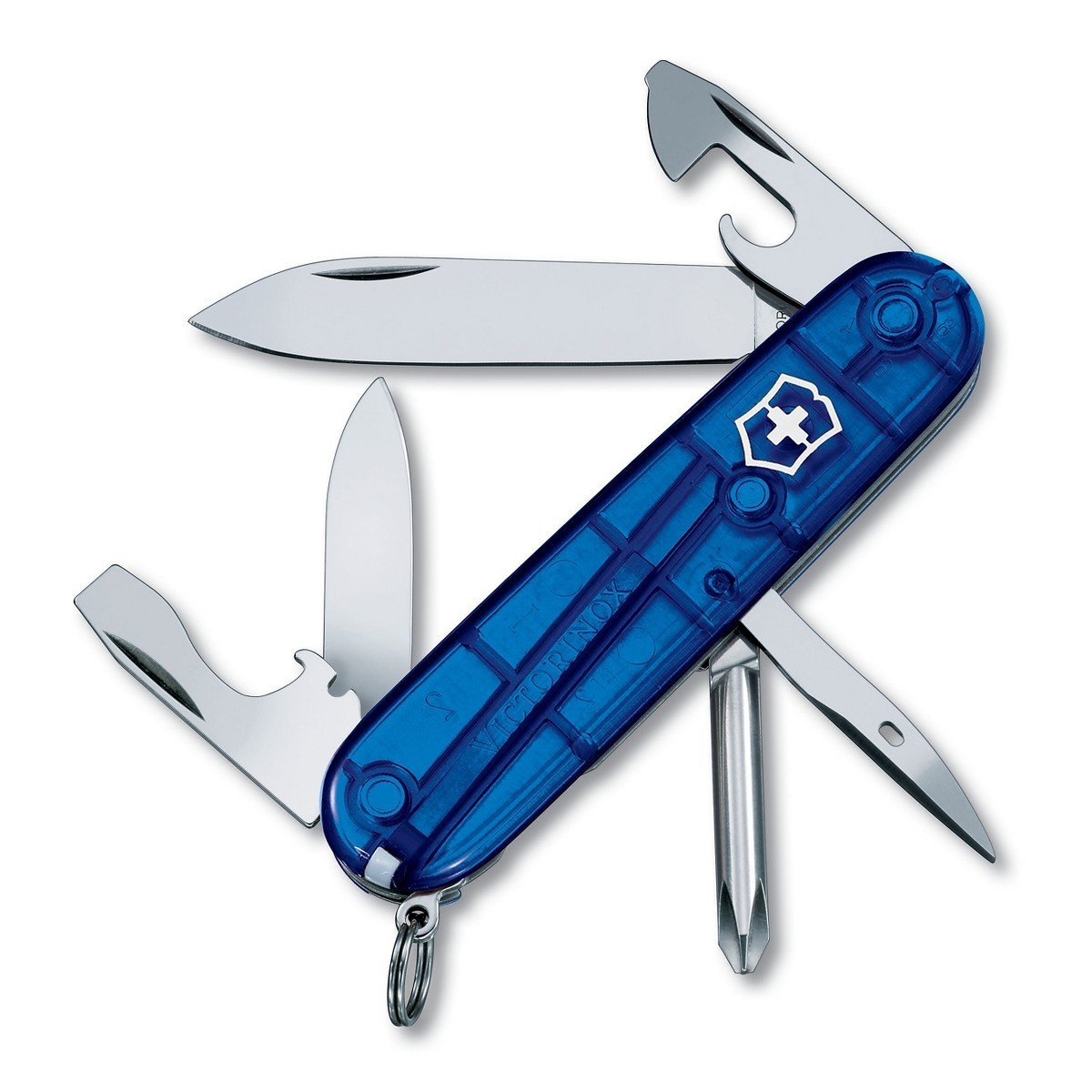 Victorinox Tinker Swiss Army Knife, 12 Function Swiss Made Pocket Knife with 2 Blades (Large and Small), Screwdriver and Wire Stripper - Sapphire