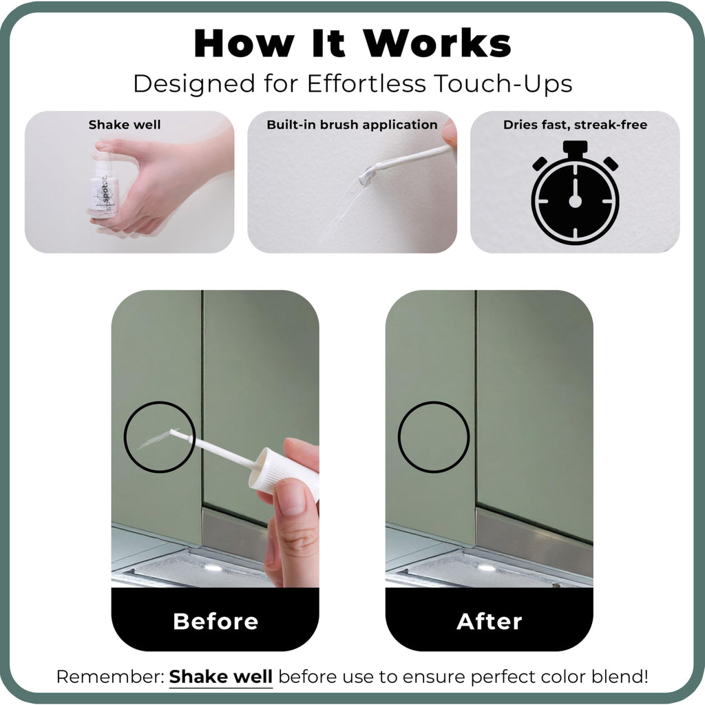 spot. Touch-Up Paint | Matte Finish for Cabinets, Walls, Doors & Furniture | Multi-Tone Green Repair Kit | Quick-Dry, Self-Priming, Low-Odor, Eco-Friendly | No-Sanding or Primer Needed | 3 Pack