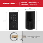 Kwikset SmartCode 270 Keyless Entry Electronic Touchpad Deadbolt Door Lock with Auto-Lock, Custom User Codes, Advanced Security in Matte Black Contemporary