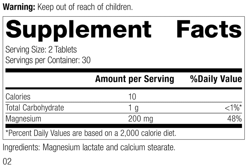 Standard Process Magnesium Lactate - Energy Support Supplement - Aids Healthy Bones & Muscle Relaxation - Helps Maintain Heart Health - Vegan & Gluten-Free - 60 Tablets (30 Servings)