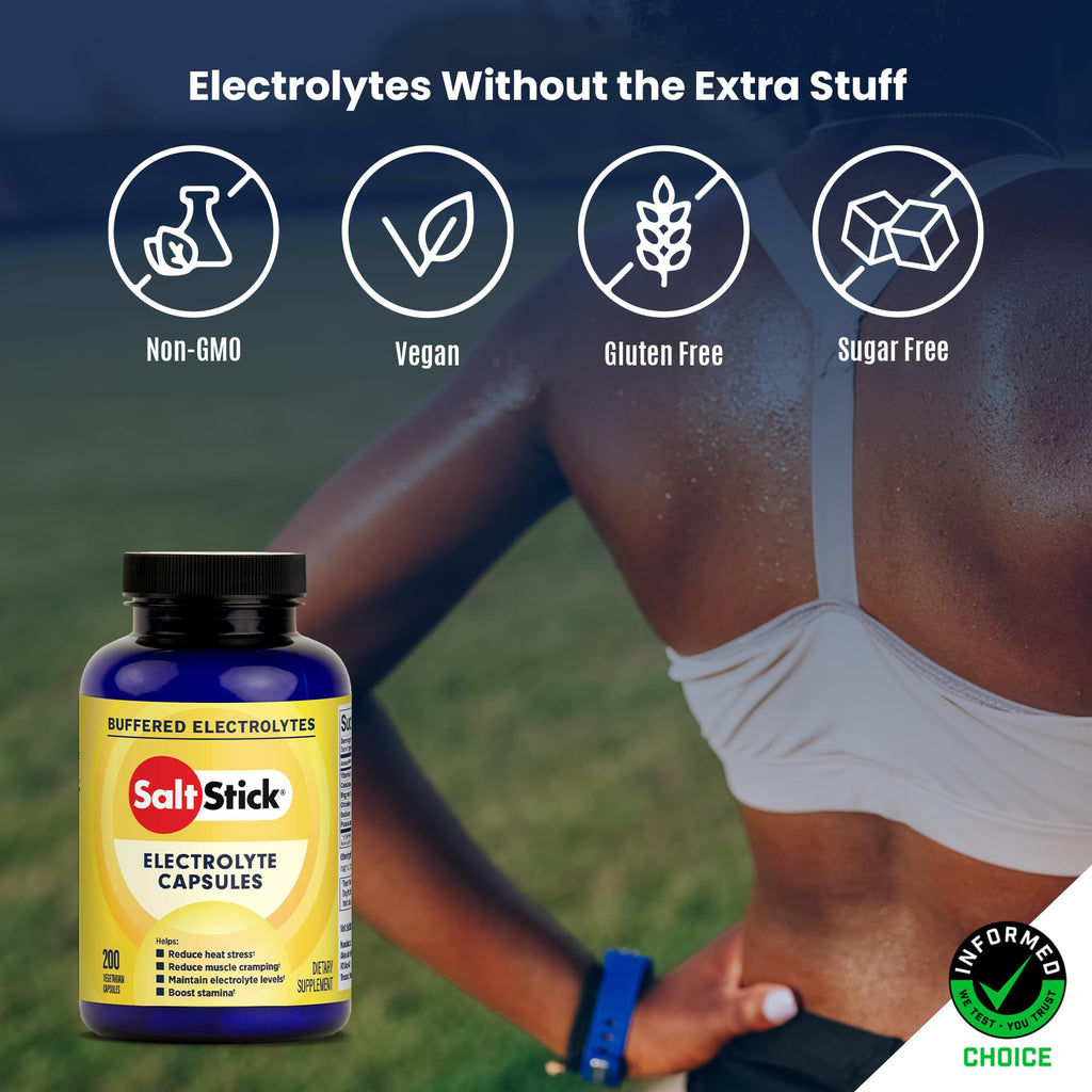 SaltStick Electrolyte Capsules with Vitamin D - 200 Electrolyte Pills for Running, Endurance Sports Nutrition, Salt for Dehydration - No Sugar, Gluten Free Hydration Tablets