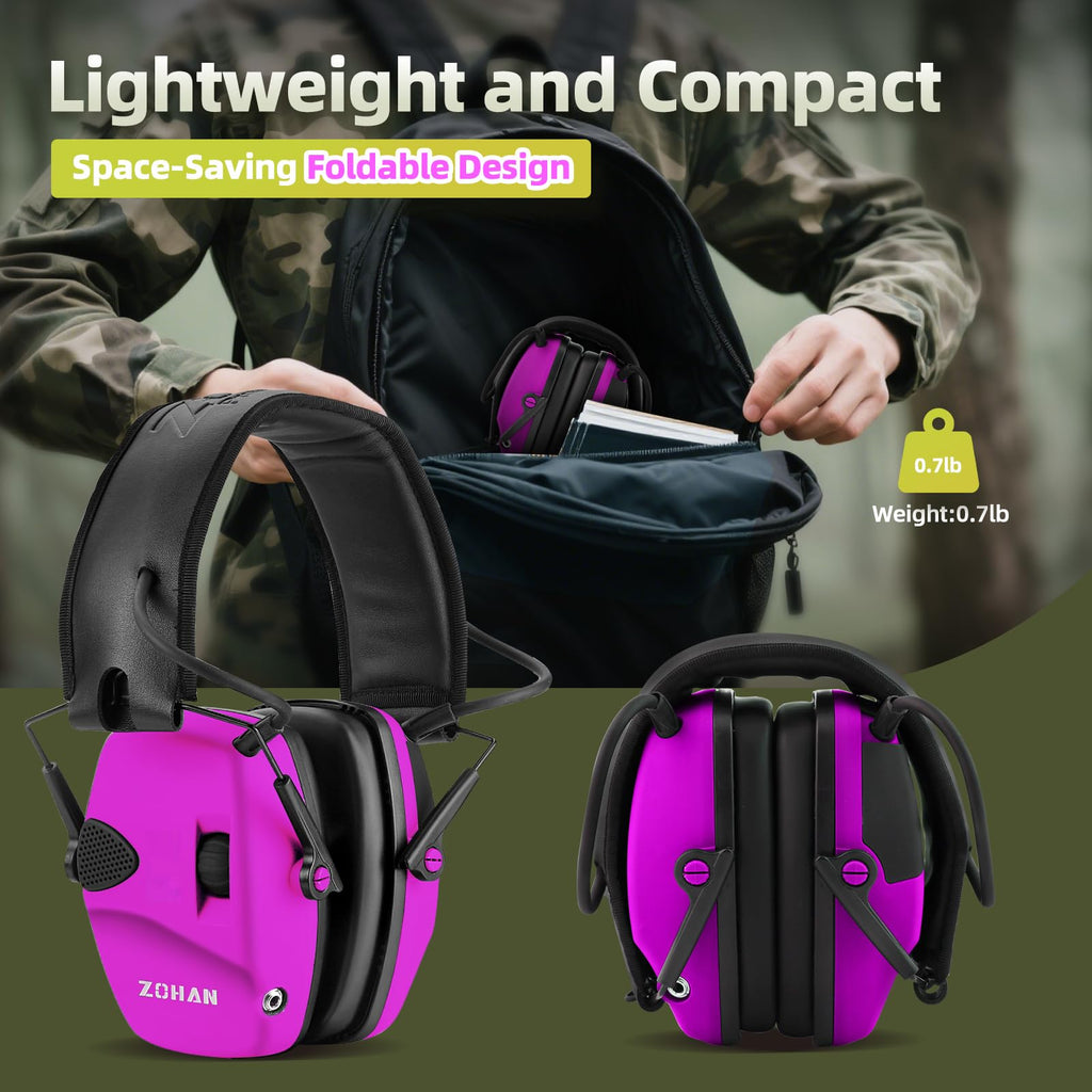 ZOHAN EM054 Electronic Shooting Ear Protection with 4X Sound Amplification, Slim Active Noise Reduction Earmuffs for Gun Range