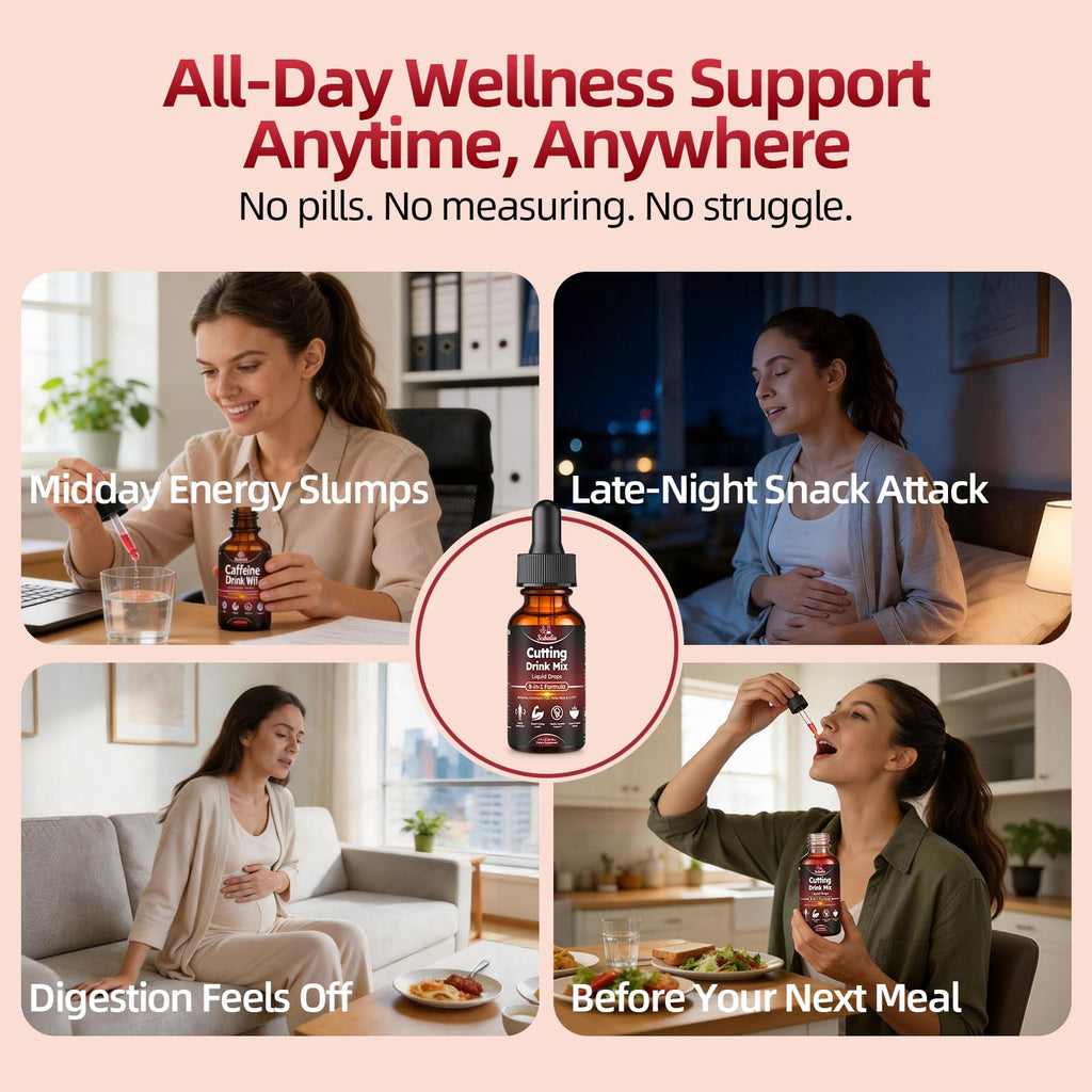 Scibalia Cutting Mix Drink Liquid Drops, Metabolism & Satiety Support w. Berberine Yerba Mate Magensium Chromium FOS & 5-HTP for Energy & Gut Health, Strawberry Acai Flavor 30 Servings