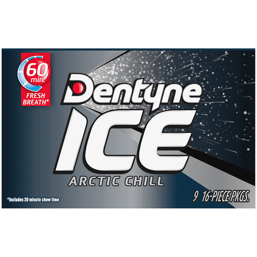 Dentyne Ice Arctic Chill Sugar Free Gum, 9 Packs of 16 Pieces (144 Pieces)