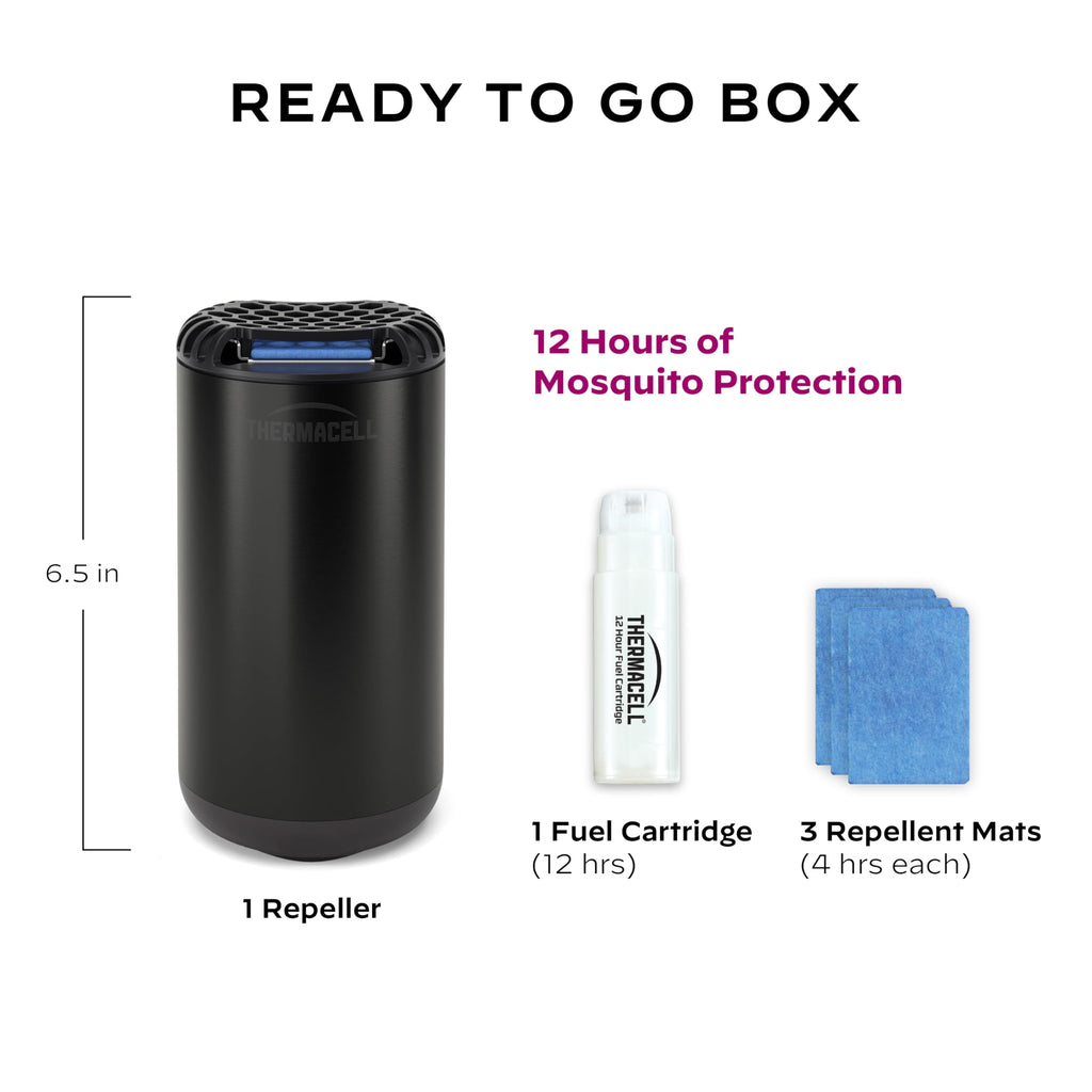 Thermacell Patio Shield Mosquito Repellent Metal Edition, Obsidian; Easy to Use, Highly Effective; Provides 12 Hours of DEET-Free Backyard Mosquito Repellent; Scent-Free, No Spray, No Smoke, Cordless