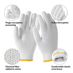 PLWJK Unisex white cotton polyester knittedsafety gloves,suitable for gardening,warehouse,cooking work-36 pairs