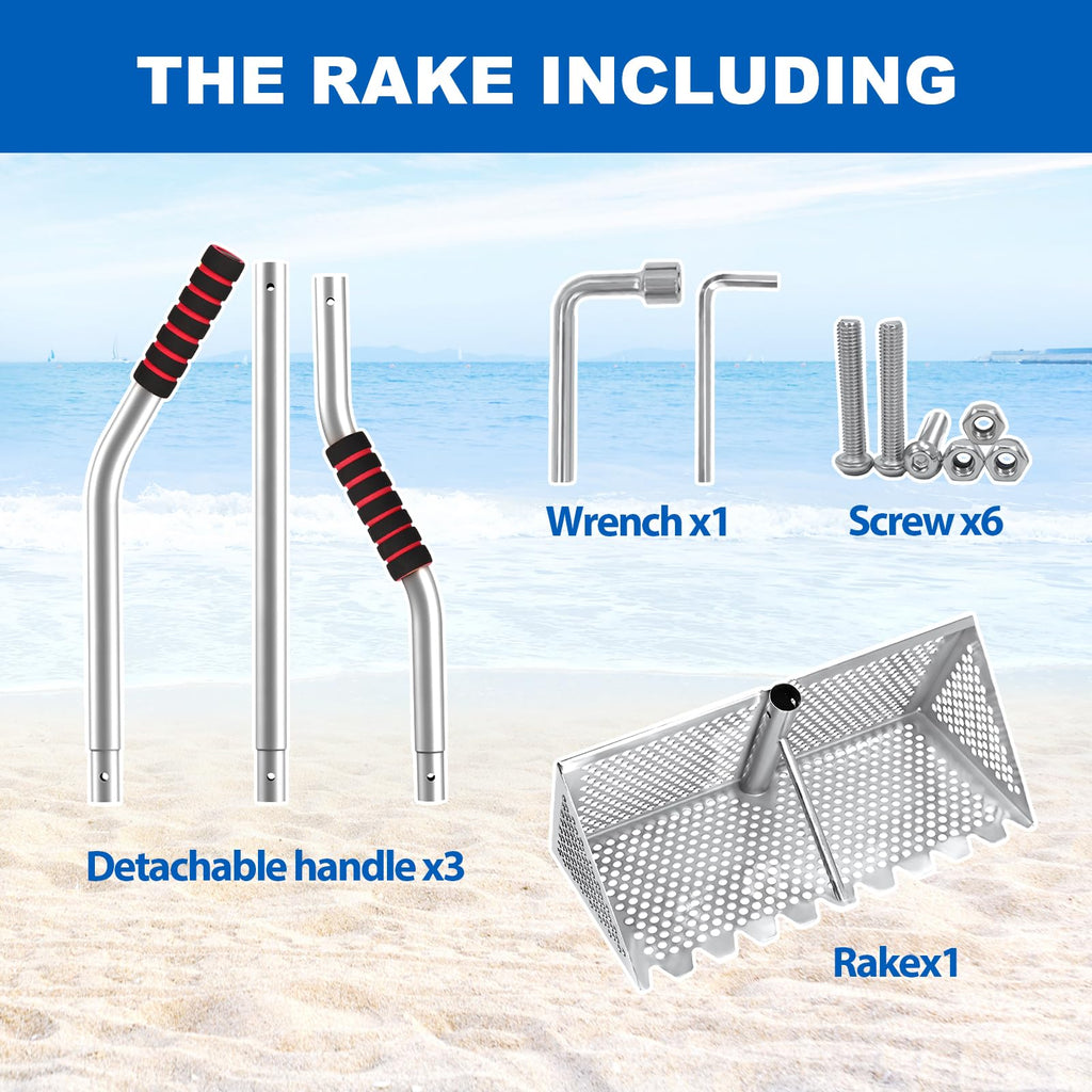 Sand flea rake, 304 Stainless Steel, with Clam Rake, Shovel, 5L Bucket