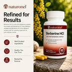 Naturonel Berberine HCl 1200mg Supplement - Supports Metabolic Health & Cellular Energy Metabolism - High Absorption Berberine Supplement for Metabolic Health (1 Bottle)