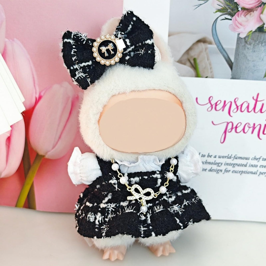 6 Set 17cm Doll Clothes, Clothes for Dolls Outfit, Accessories for 17cm Dolls Clothes T-Shirt + Dress + Bow + Handbag + Necklace + Shoes, No Doll (Elegant Set)