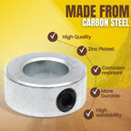 (4-Pack) 5/8” Bore Solid Steel Shaft Collars with Zinc Plated Coating - Durable Shaft Collars Suitable for Machinery and Industrial Use