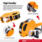 KPX Pricing Tag Gun, 8 Digits, 5150 White Labels, Yellow (Rectangular, Paper, 21*12 mm), One Touch Open System, Incl 3 Inker Rollers