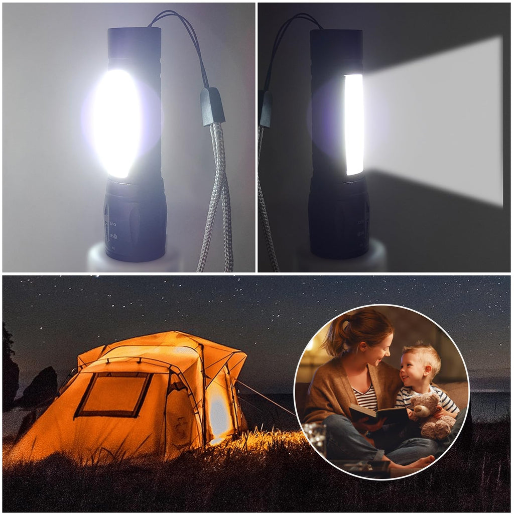 Hilngav 5 Pack Mini Small Pocket LED Flashlight USB-C Rechargeable High Lumens Bright Powerful EDC Flash Lights - Aluminum Handheld Flashlight Bulk for, Portable Camping Christmas Gifts