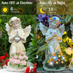 Kssiaz Angel Garden Statue 2Pcs,Love Heart Solar Decor with Warm Light