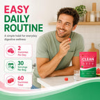 Clean Prebiotic Fiber Gummies for Men, Watermelon Flavor, Sugar-Free Pre+Probiotic Fiber Gummies, Supports Complete Clean, Digestive & Gut Health, Gluten Free, Gelatin Free, 60 Count
