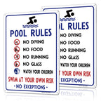 MOLESS 2 Pack Pool Rules Signs Outdoor – 14x10 Inch Pool Signs for Outside, Durable 0.040 Aluminum Weatherproof & UV Protected, Easy to Mount for Pool Safety, 2378-White